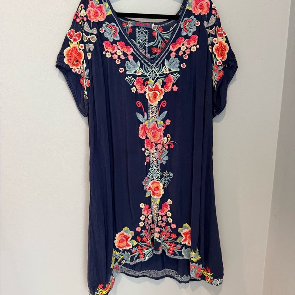 Johnny Was Blue Graphic Tunic with Relaxed Fit